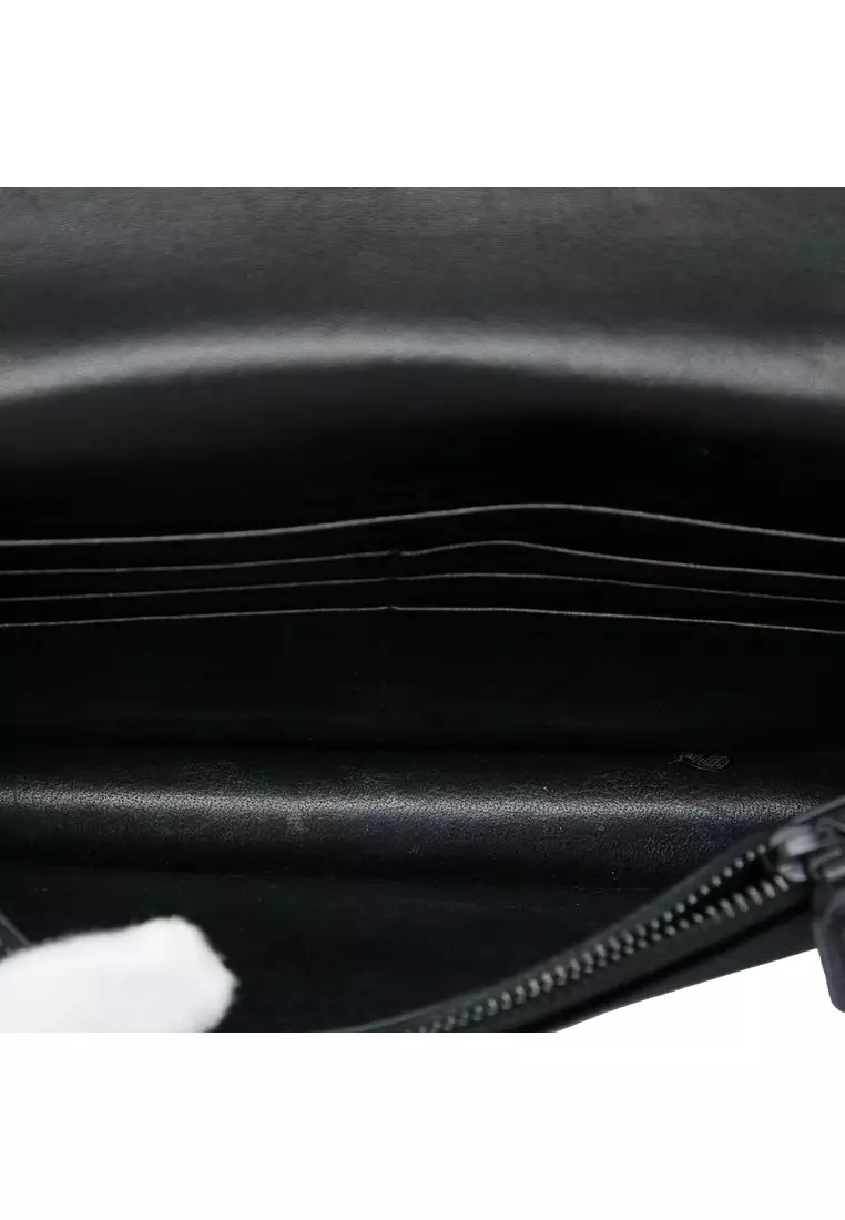 Pre-Loved Saint Laurent Velvet Crystal Monogram Kate Tassel Wallet On Chain