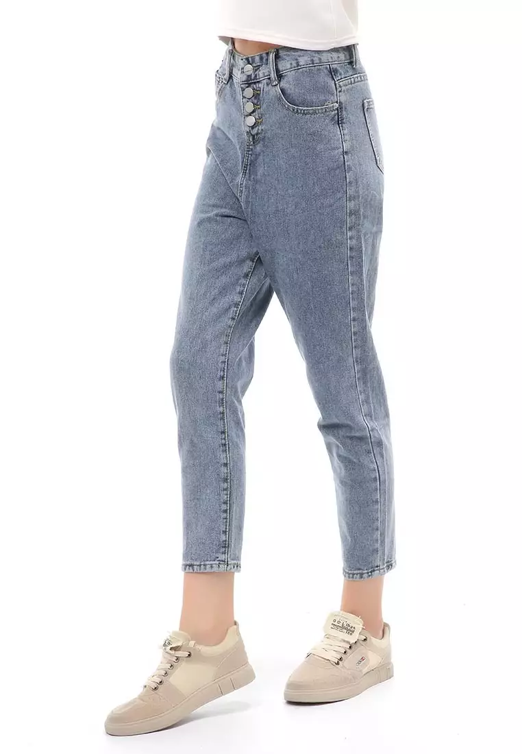 Jourel Long Pants Celana Panjang Wanita Highwaist Jeans Material Denim ORIGINAL - Light Blue