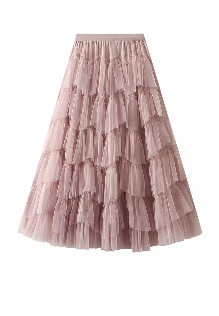 Heavily Embellished Tulle Tiered Skirt AF1220