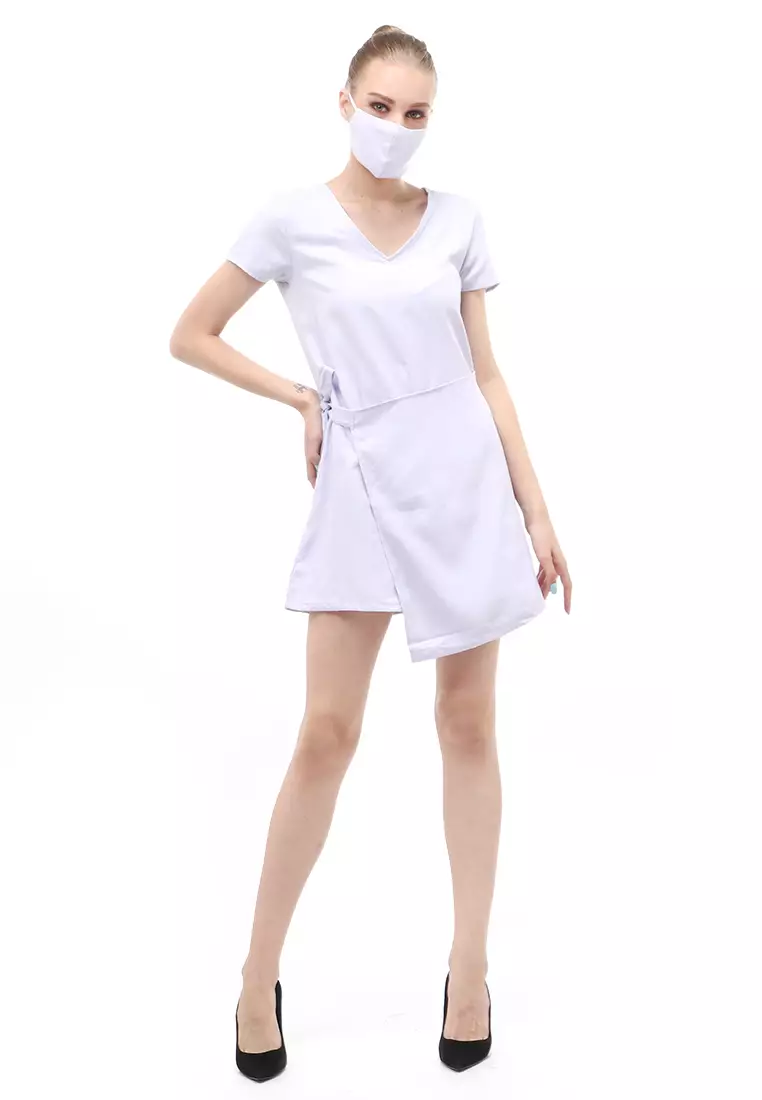 Jumpsuit Wanita Design Casual Model Asimetris - Light Blue