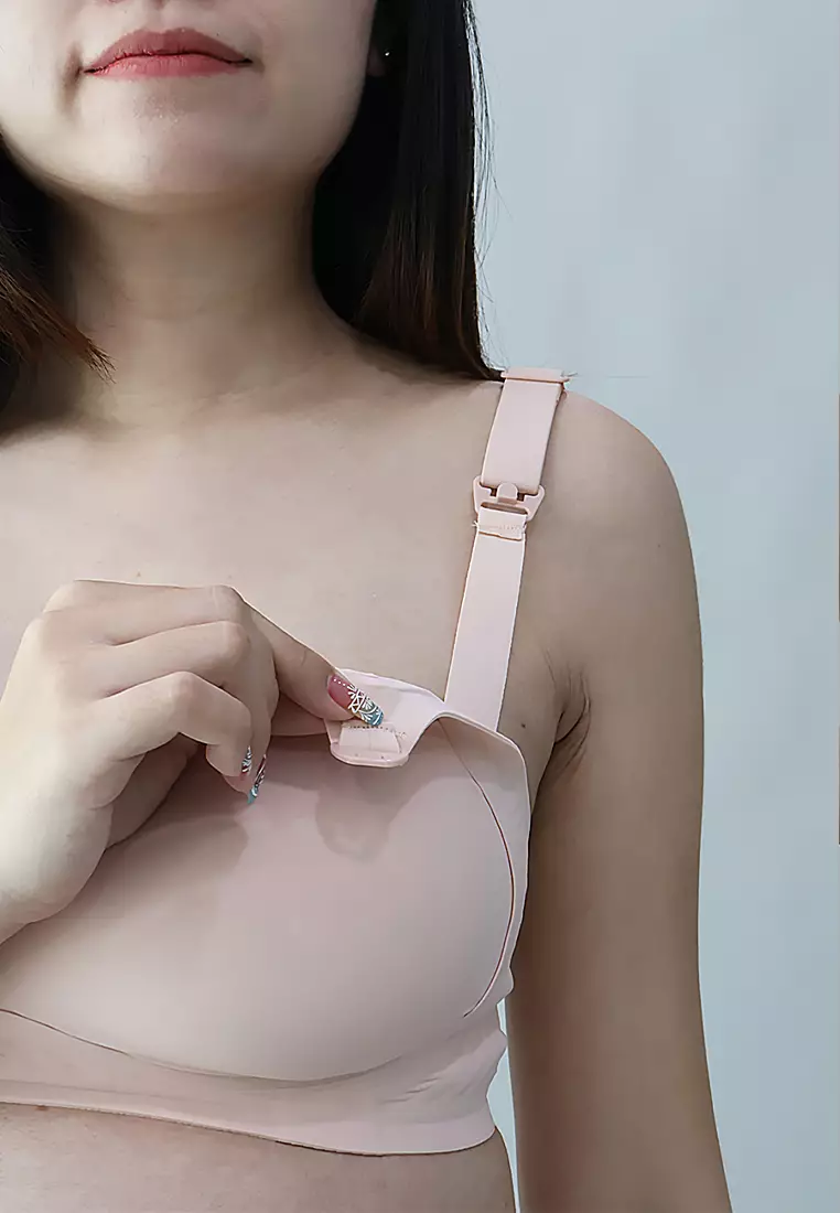 Pink 3D Water Drop Cup Antibacterial Seamless Nursing Bra