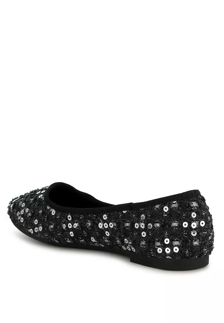 Black Sequin Ballet Flats
