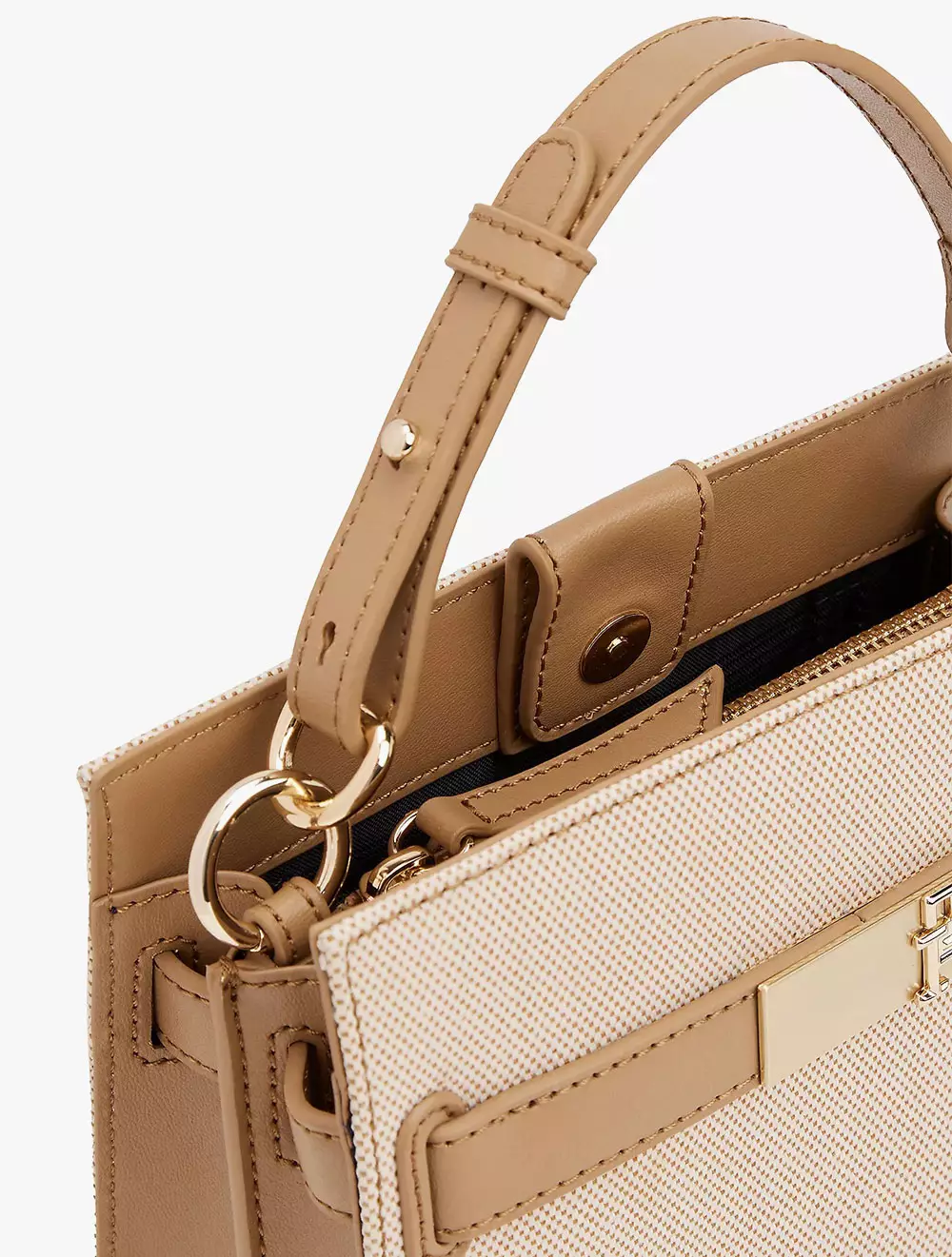 Tommy Hilfiger - Monogram Chain-Strap Mini Crossbody Bag - Beige