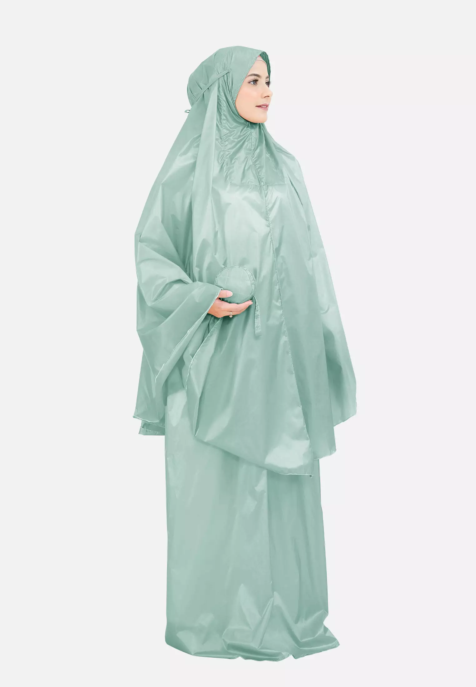 Zelena - Zalina Basic Prayer Set | Mukena Traveling Polos 2in1 - Matcha Green
