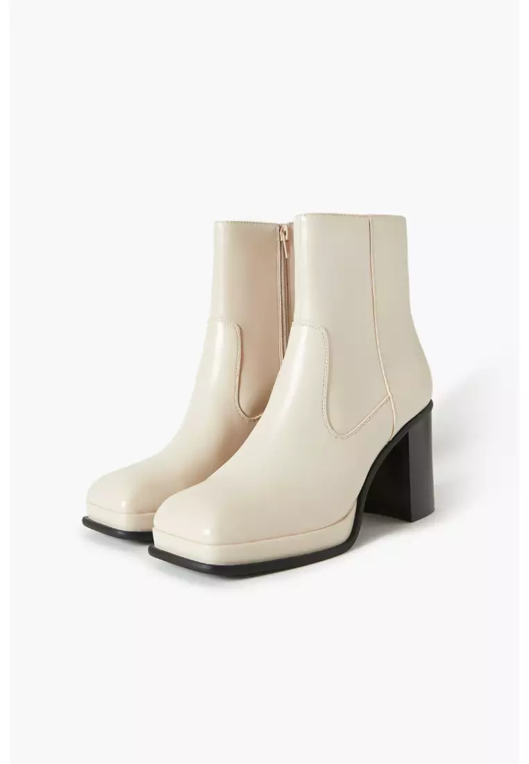 Buy FOREVER 21 Faux Leather Square Toe Booties 2024 Online
