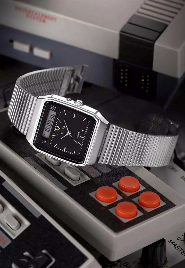 Timex Q Timex® 1982 Reissue Silver Stainless Steel Analog Quartz Watch For Men TW2Y05900