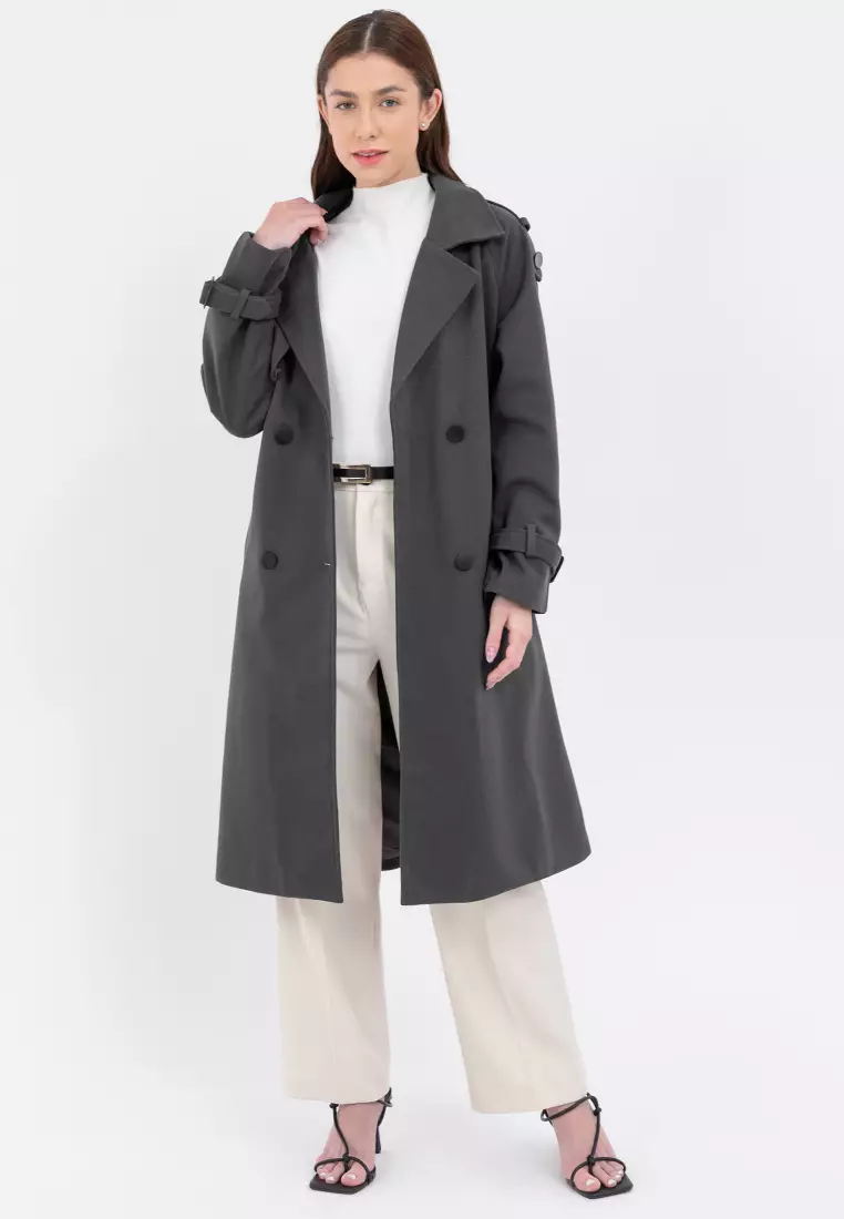 Double Breasted Belted Trench Coat