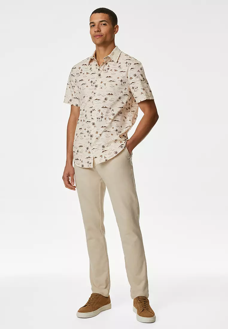 Easy Iron Pure Cotton Geometric Print Shirt