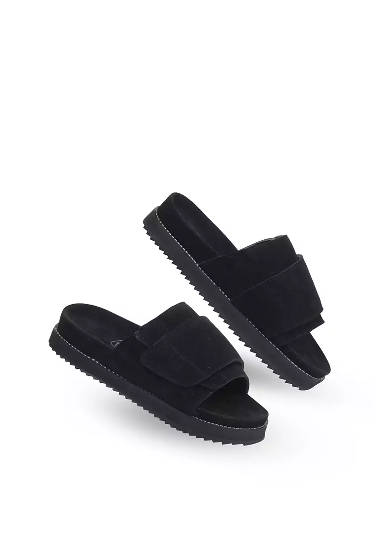 Lvnatica Alfred Suede Black Slide Sandals