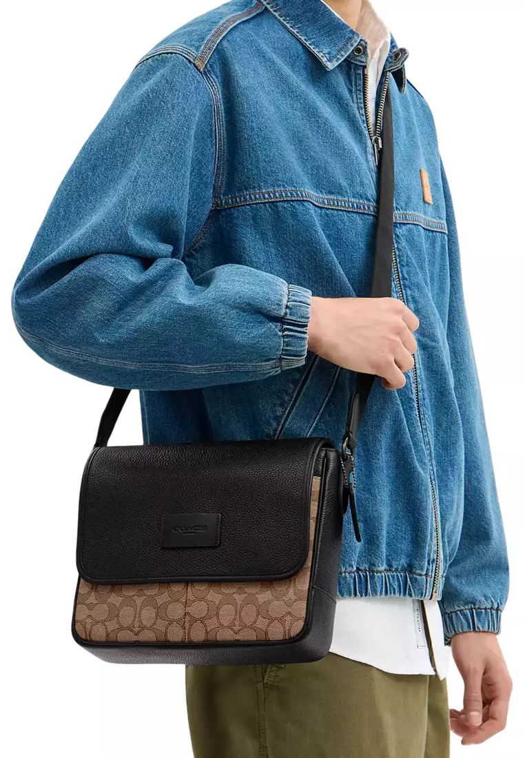 Sprint Map Bag 25 In Signature Jacquard - Tan/ Black CE534