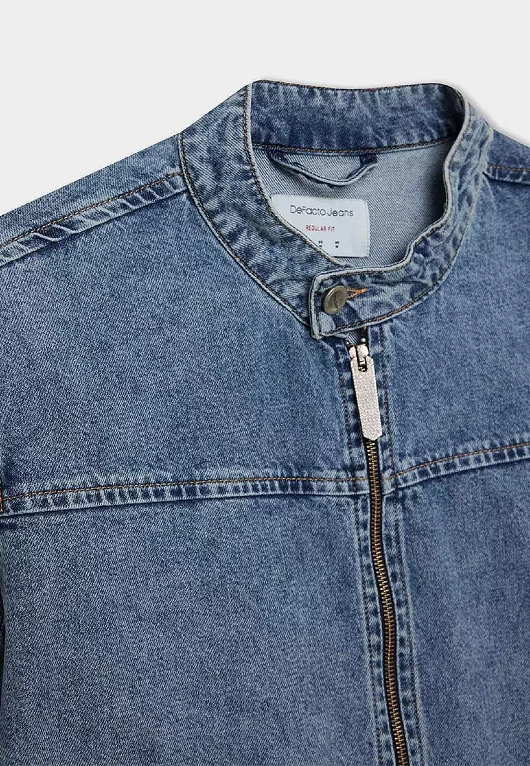 Stand Collar Denim Jacket