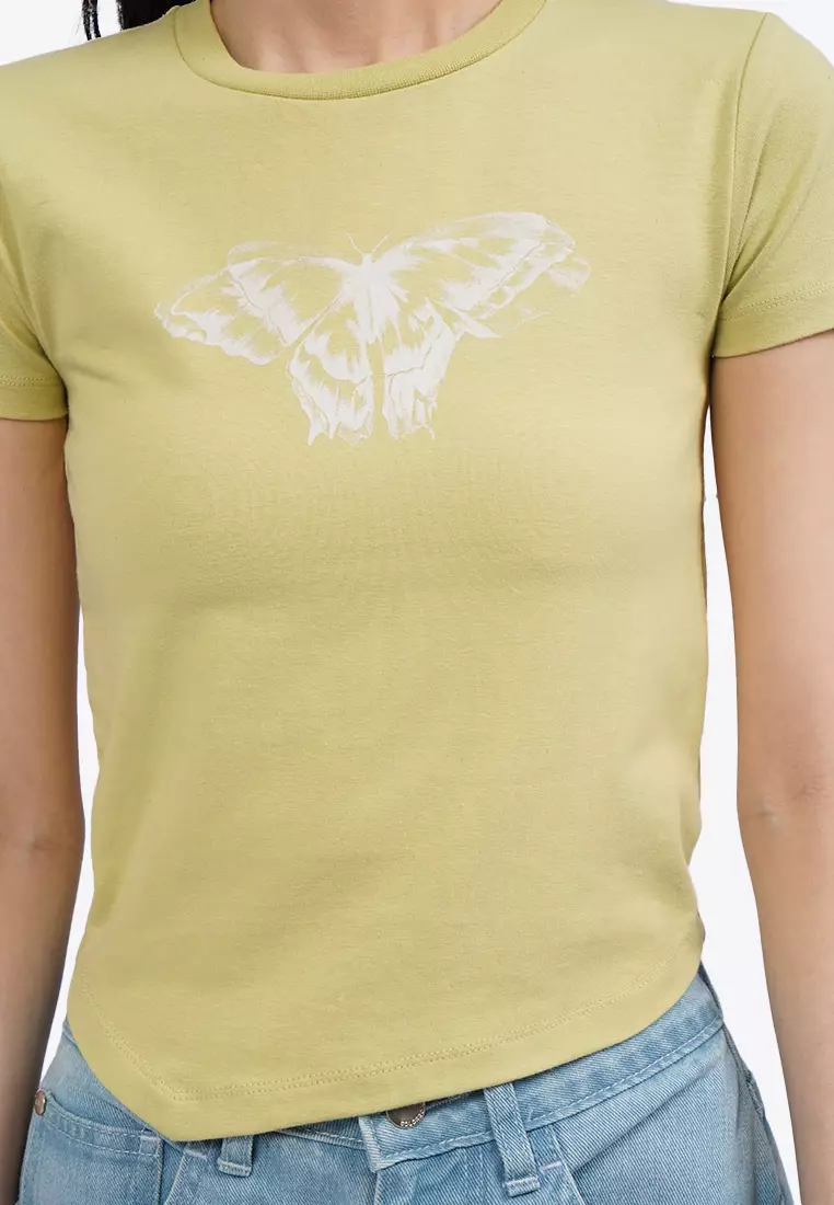 Graphic T-Shirt with Asymmetric Hem