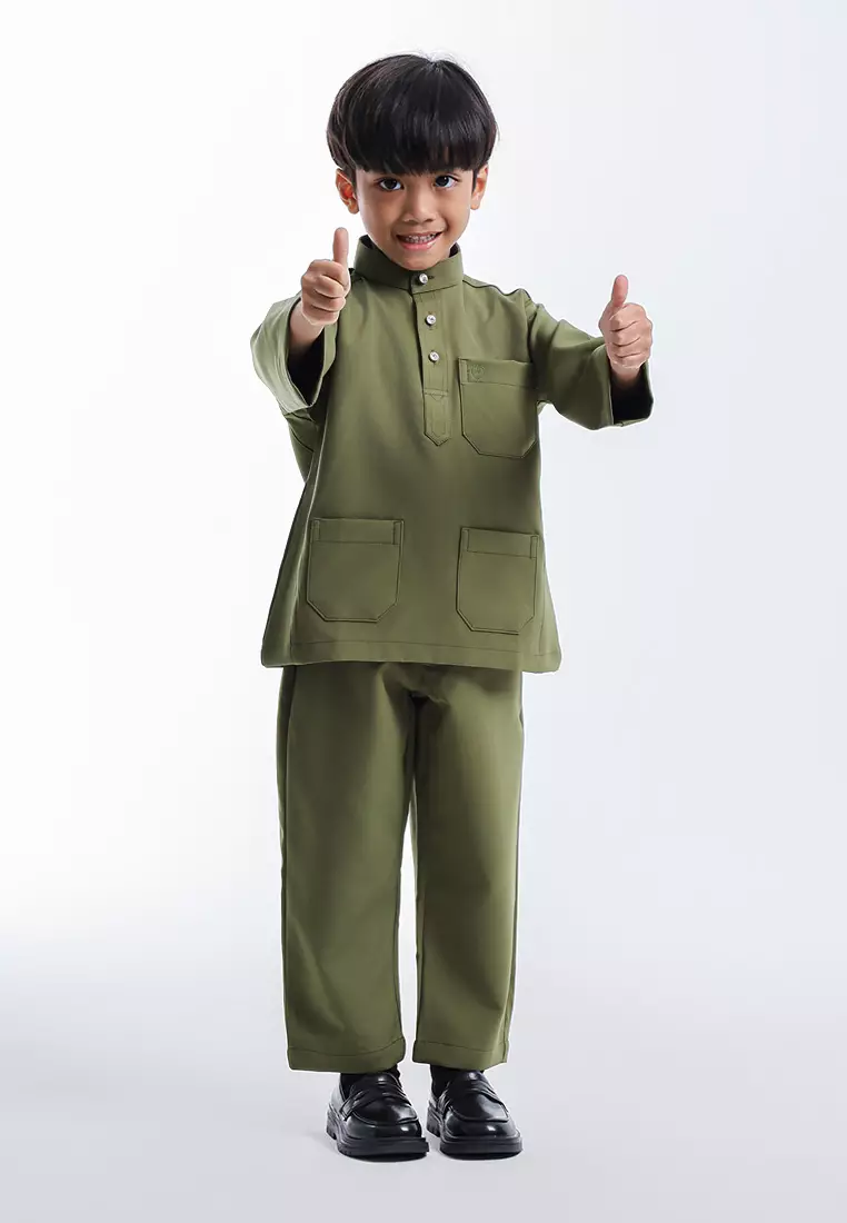 Alain Delon Baju Melayu Cekak Musang Budak - 19026501-45LeafGreen