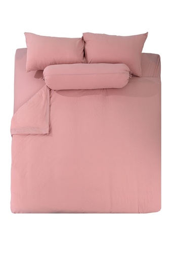 Milliot & Co. pink Vette K 4-pieces Fitted Sheet Set A28B3HL6ECF774GS_1