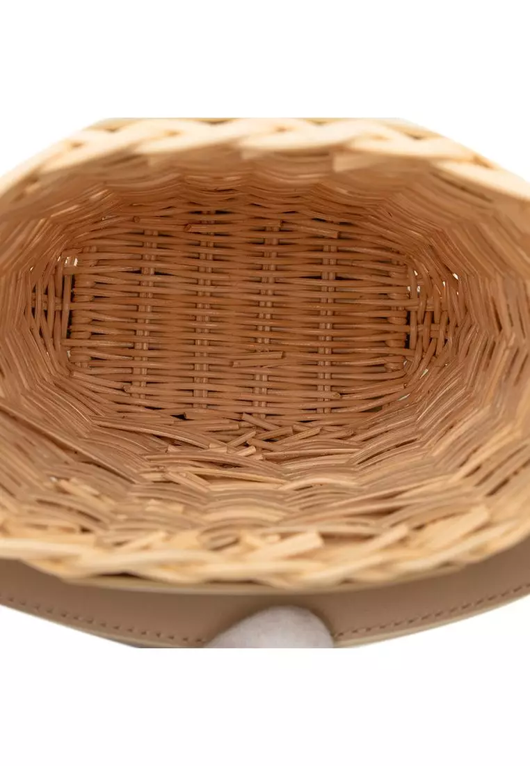 Pre-Loved Dior Raffia And Leather Sahara Wicker Basket Bucket Bag