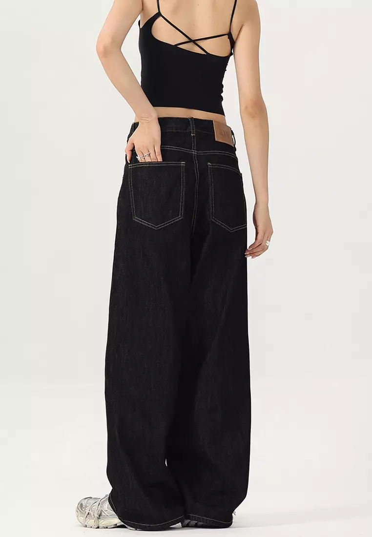 Vintage Washed Wide-legged Jeans LK-HHTM204