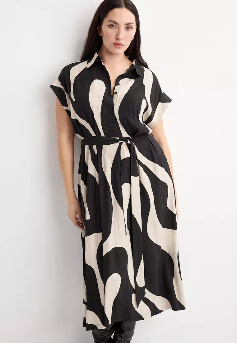 Long Printed Shirt Dress