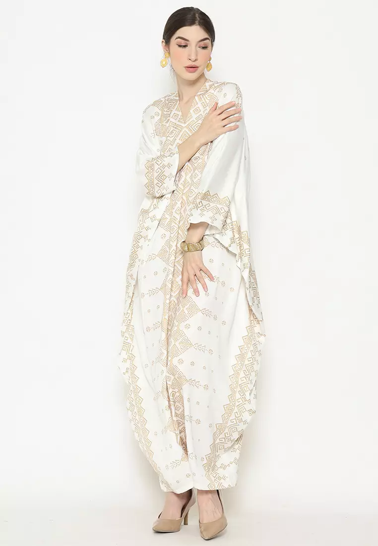 Kanzi Exclusive Long Sleeve Tapis Kaftan White