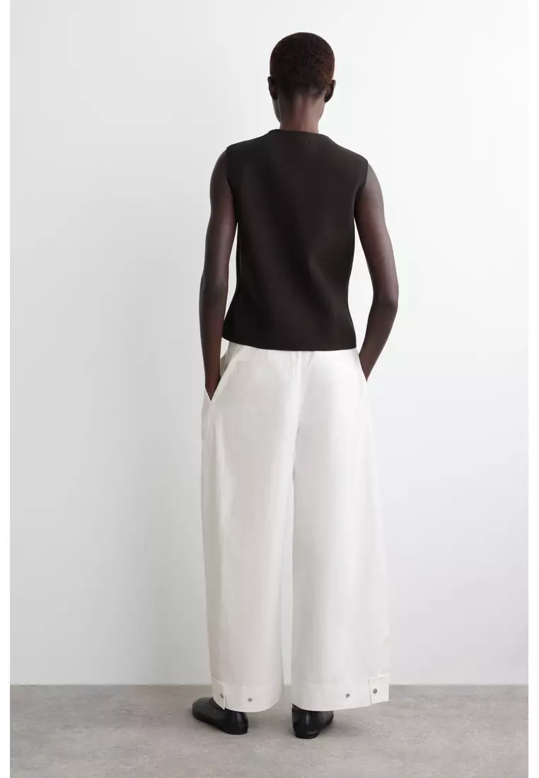 COTTON BARREL-LEG TROUSERS