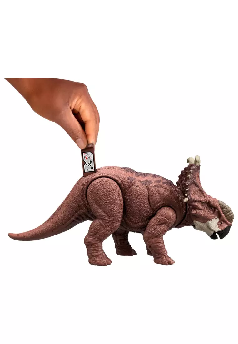 Jurassic World Wild Roar Pachyrhinosaurus Dinosaur Action Figure Toy, Head Strike Attack & Sound
