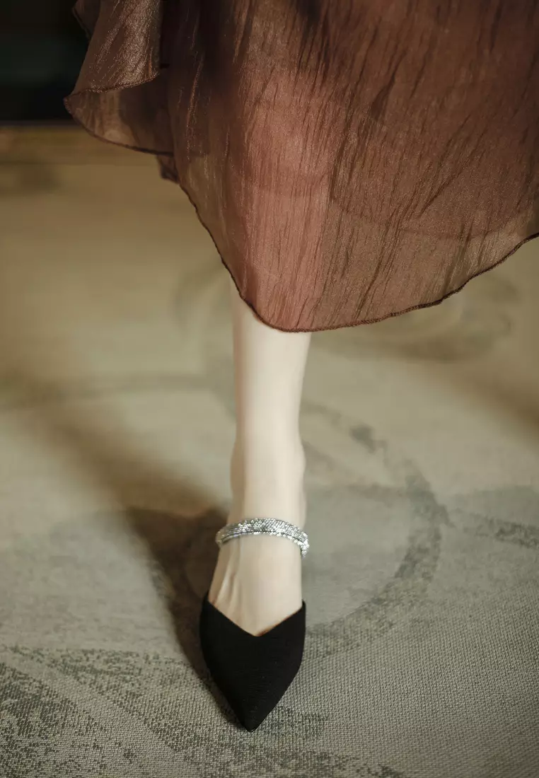 6CM Rhinestone Strap Mule Heel TE726-29