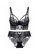 ZITIQUE black Women's Sexy Hollowed Wired Ultra-thin 3/4 Cup Lace Lingerie Set (Bra and Underwear) - Black 4932FUSD4D8870GS_1