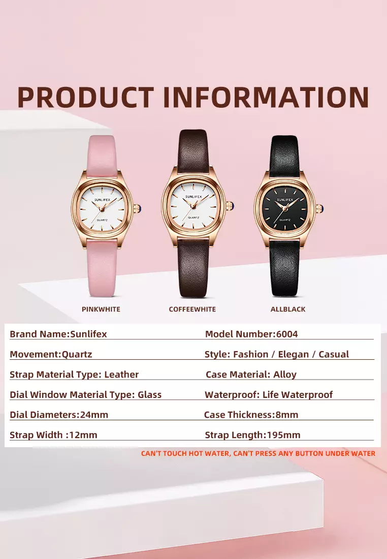 Jam Tangan Wantia Casual Fashion Dial Kotak Analog Quartz Strap Leather Jam Tangan Cewek pink