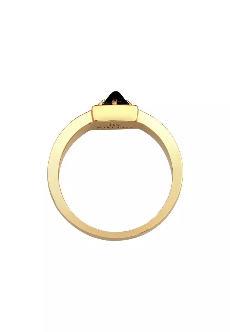 Men's Black Onyx Prong Signet Ring – Gold-Plated