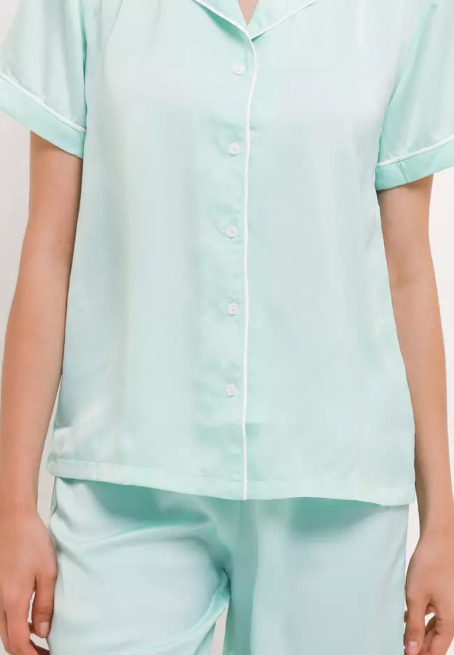 Pyjama Pijama Satin Silk Short Sleeve Short Pants Sleepwear