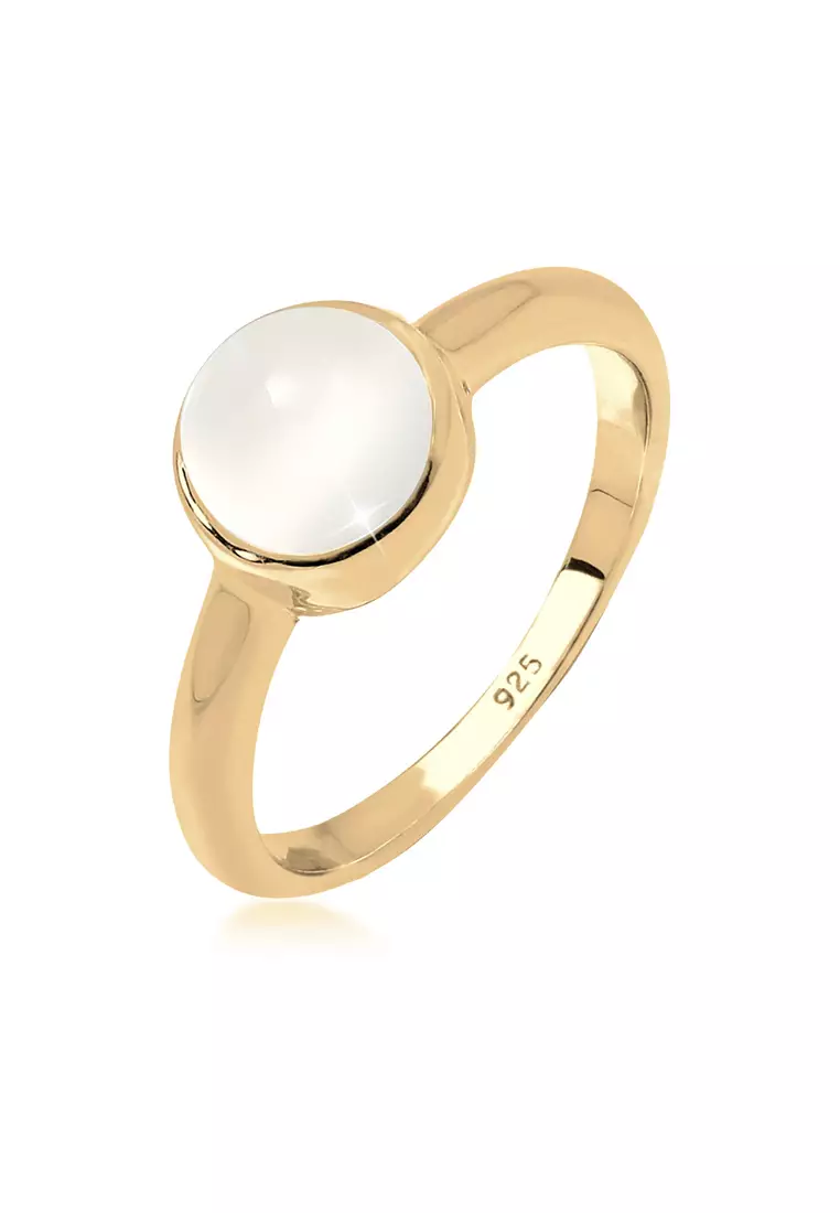 Ring Gemstone Moonstone Gold Plated