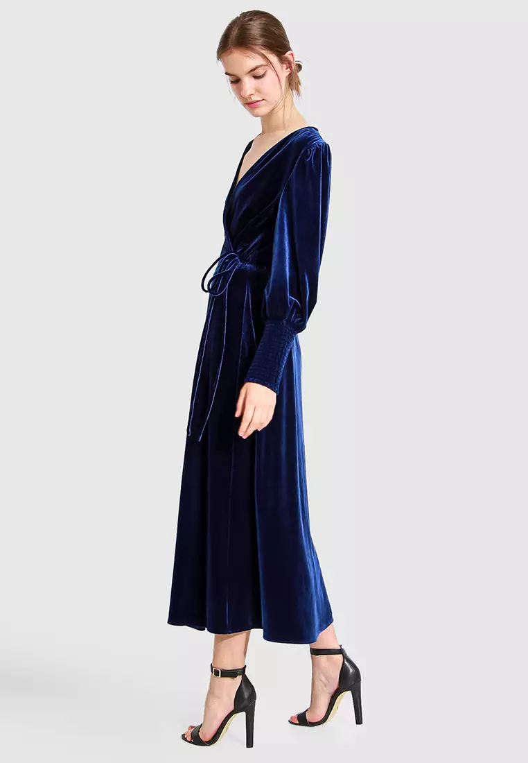 Current Mood Velvet Wrap Dress