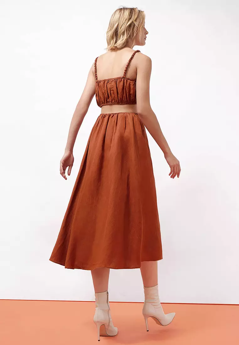 Strap Tube Bodice Cutout Midi Dress