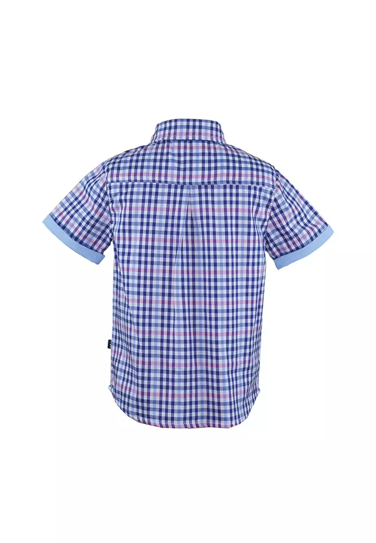 Andres Baby Boy Blue Checkered Short Sleeved Polo