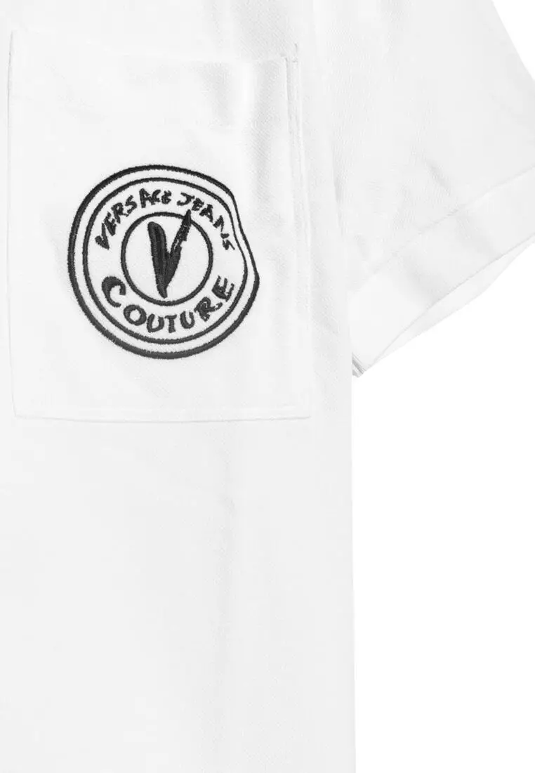 Embroidered V-Emblem Polo Shirt