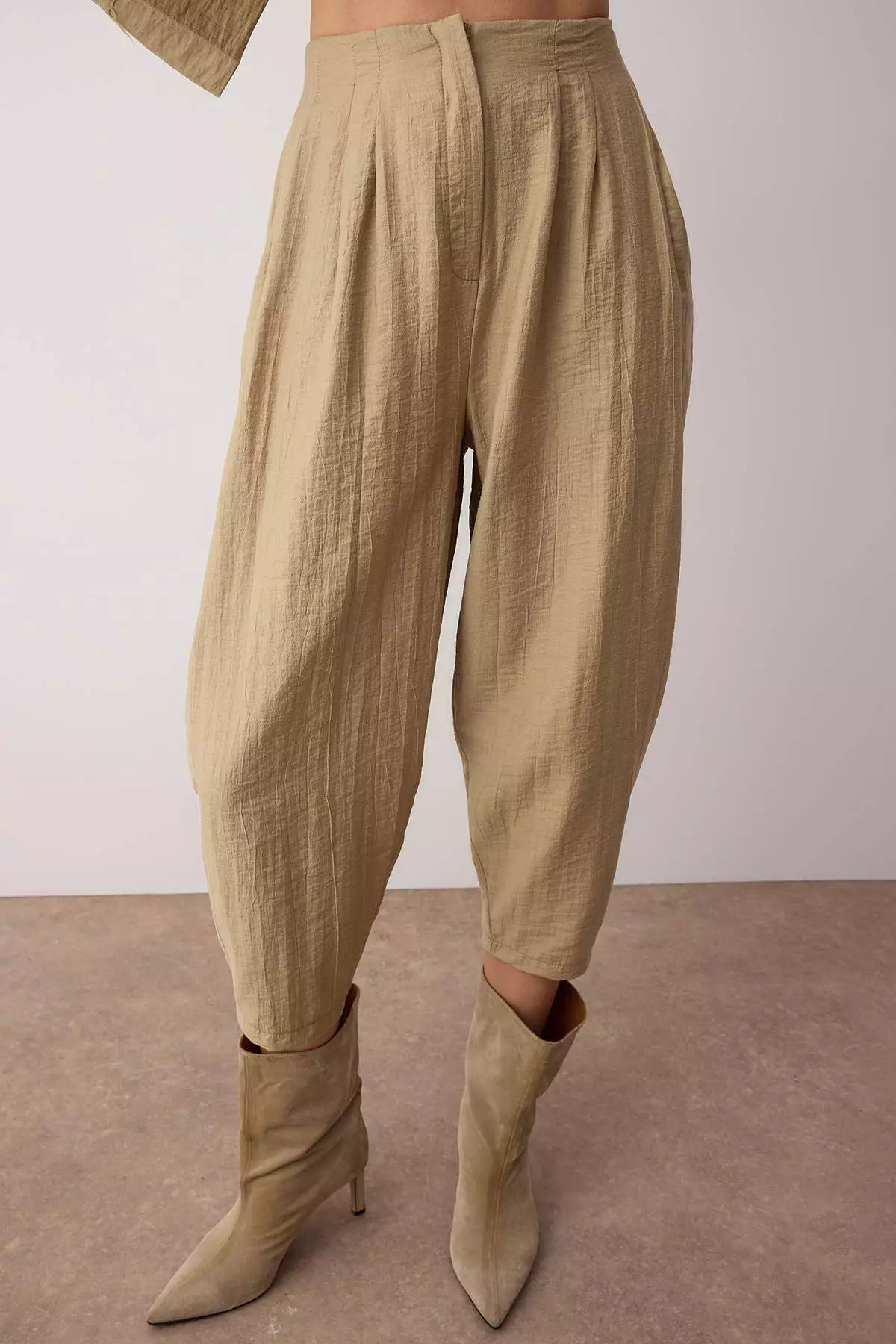 Khaki Double Breasted Kimono Pants Woven Bottom - Top Set Twoaw26Au67