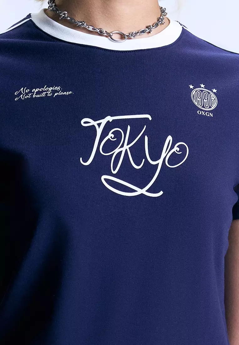 Ringer Graphic Slim Cropped T-Shirt