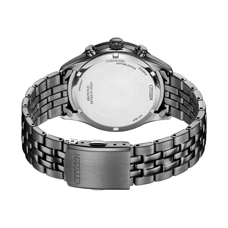 Jam Tangan Pria Citizen Eco Drive AT2577-57L Chronograph Blue Dial Gunmetal Stainless Steel Strap