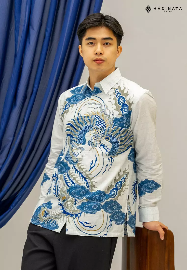 Hadinata Batik Premium Kemeja Batik Pria Lengan Panjang Superfine Furing Bhawana White