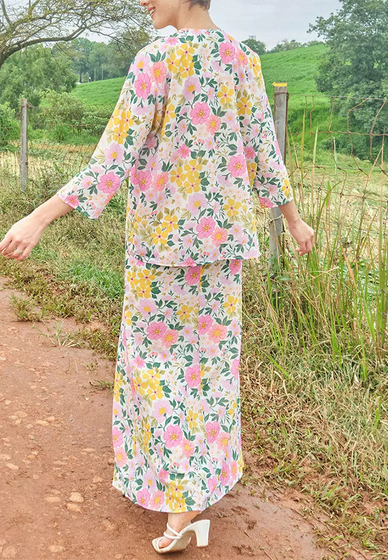 Sentosa Blouse & Skirt - Cream Multi Floral