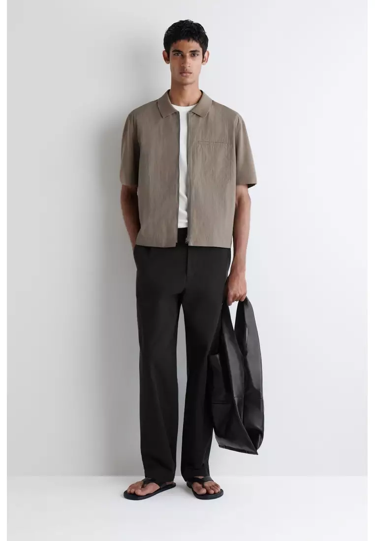 NYLON-PANELLED KNITTED SHIRT