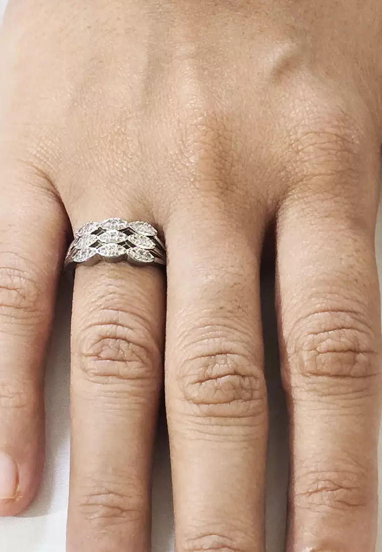 Aksesoris Cincin Wanita Montica Diamante Embelished Ring Silver