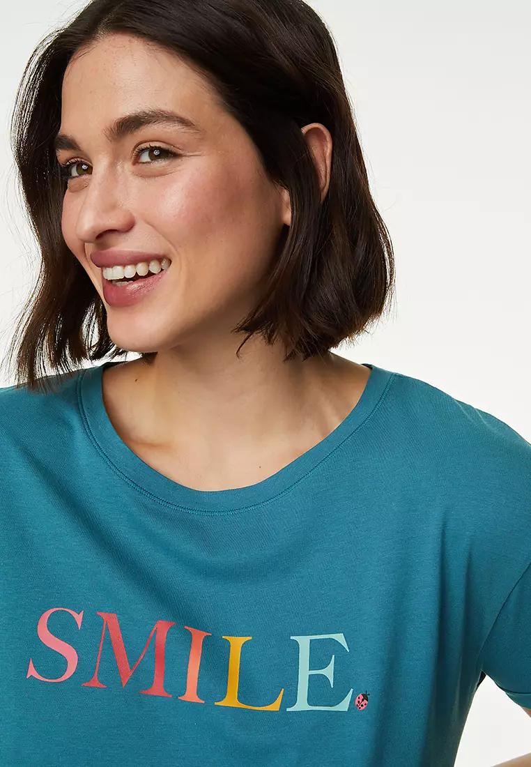 Pure Cotton Smile Slogan Nightdress