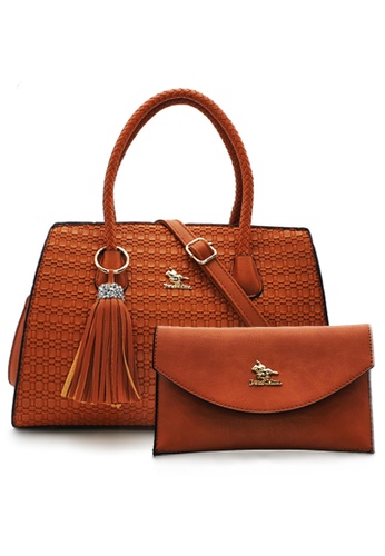 POLO HILL brown Polo Hill Ladies Suzanne Straw-Like Tassel Handbag 2-in-1 Set A3152ACCBF008AGS_1