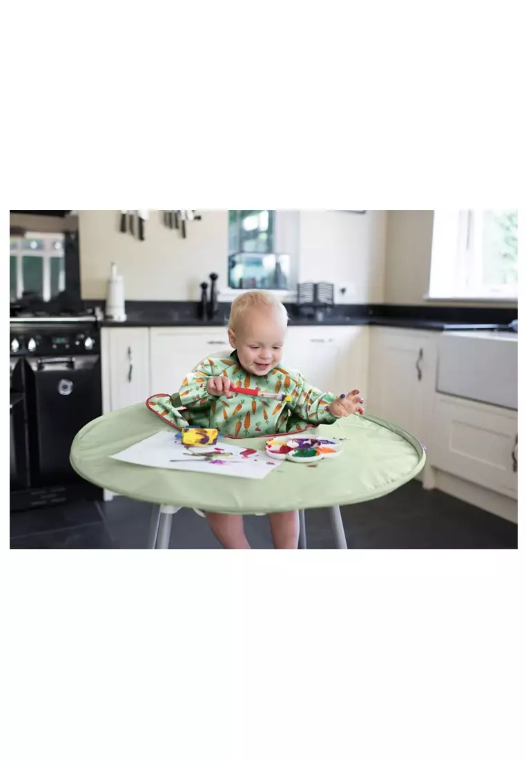 Tidy Tot- Bib & Tray Kit Baby Feeding Set - 3 Mess Proof Long Sleeve Smocks  Attaches to Feeding Mat - Waterproof Bibs