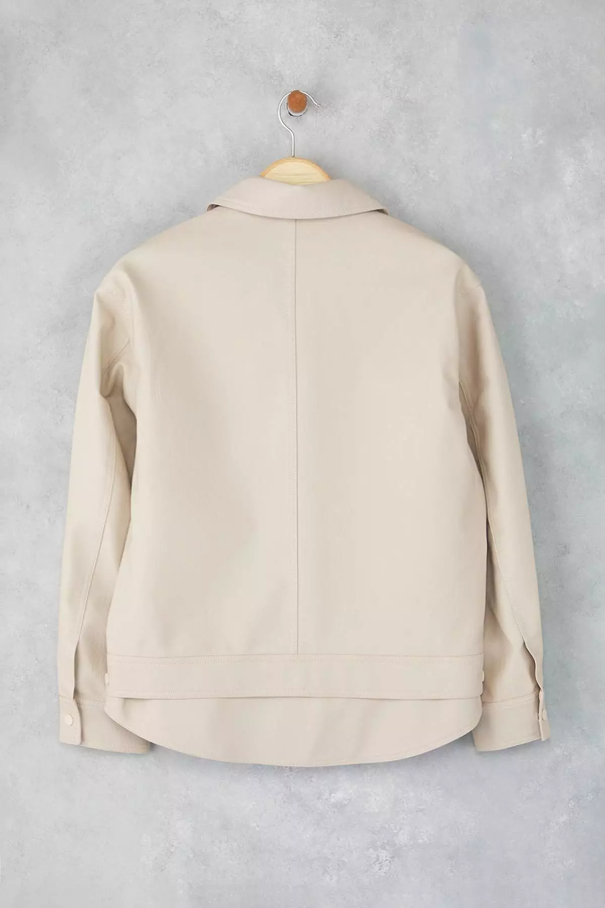 Detachable Hem Faux Leather Jacket