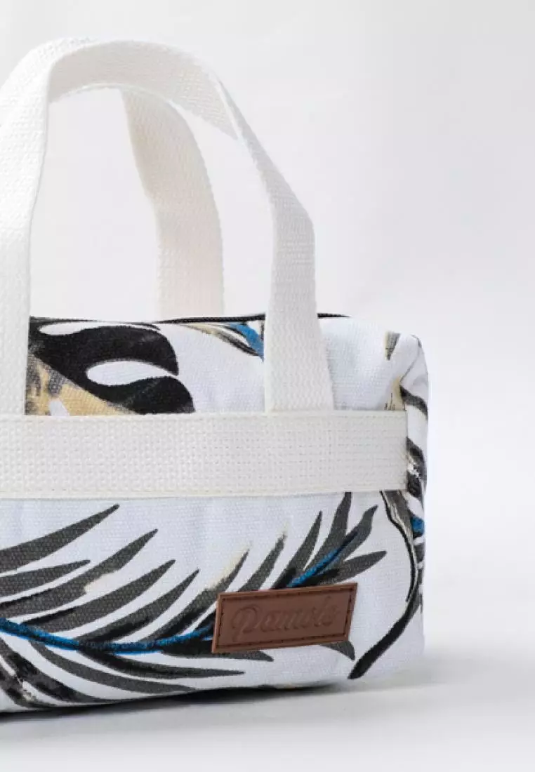 Pamole Pouch Kosmetik Bahan Kanvas Penutup Resleting - PMU Trop Brokenwhite