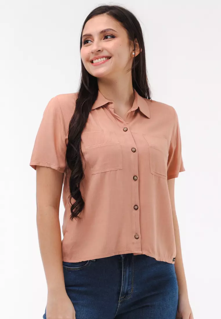 Soft Linen Woven Short Sleeves Blouse