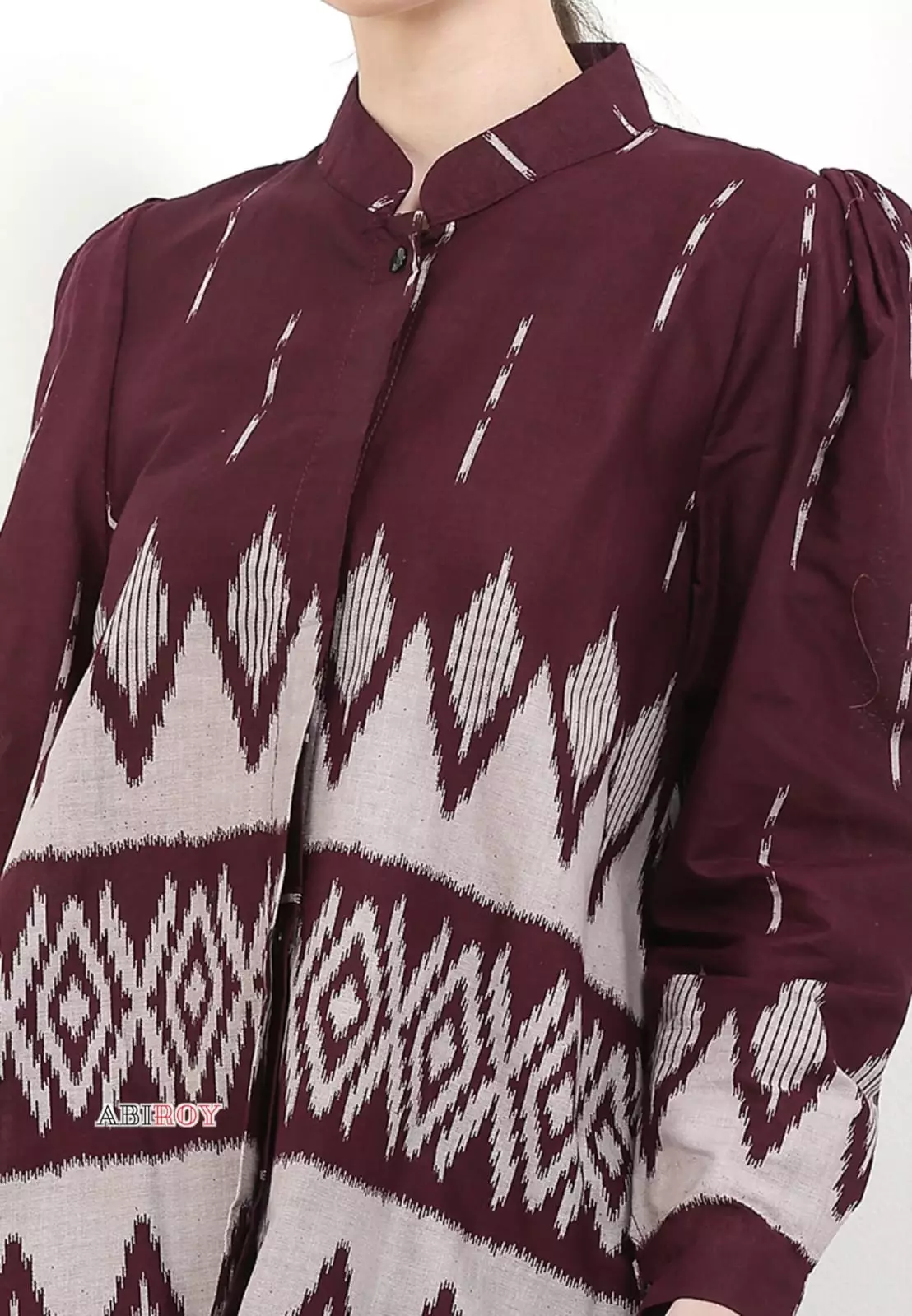 Blouse Batik Adikara Burgundy Premium Slimfit Elegant NLN