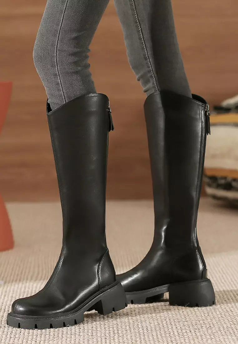 VANSA Simple Round Toe Platform High Boots VSW-B686106