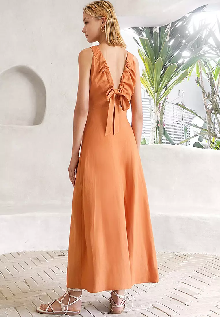 Waist Cutout Front Tie Dress